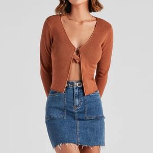 Windsor, Knit Open Cardigan, Size: Small, Color: COGNAC